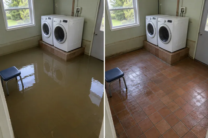 Water Extraction in Rosenberg — standing-water and damp pickup-stage comparison