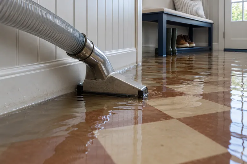 Water Extraction in Rosenberg — pickup head and hose at an affected floor